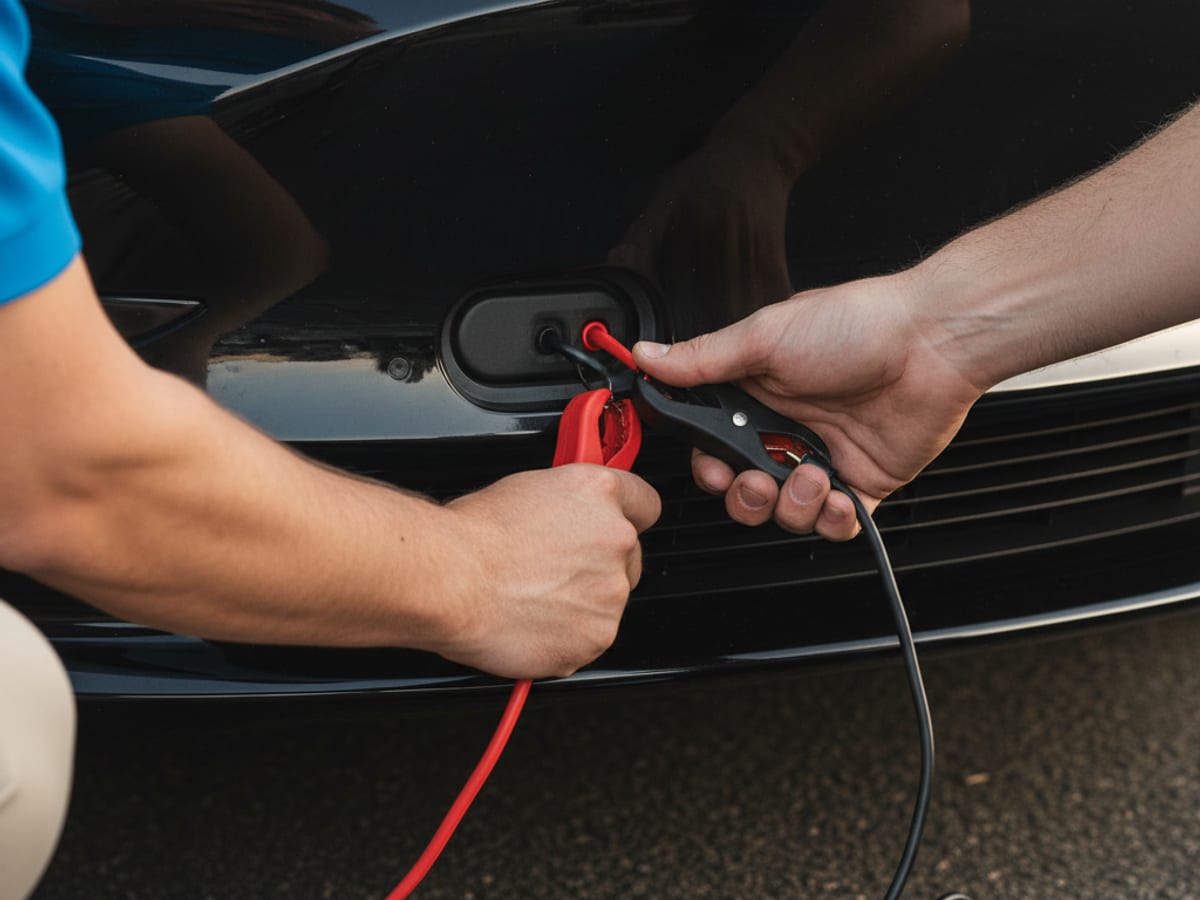 Model-specific low-voltage access area on a Tesla in the Bay Area